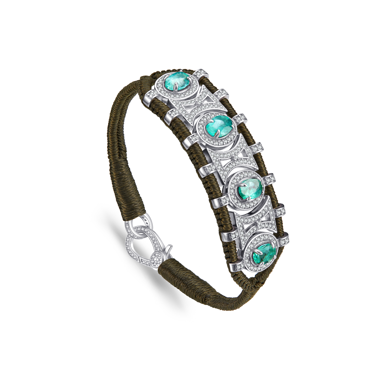 Olinda khaki bracelet - Emeralds