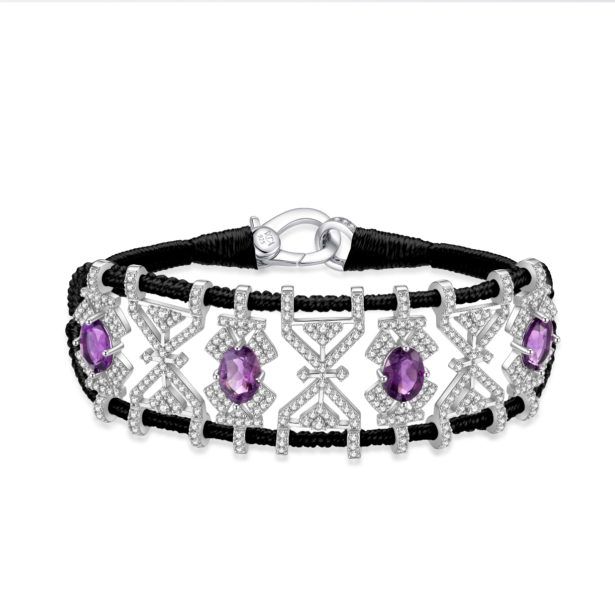 Bracelet Fortalezza Black - Amethysts
