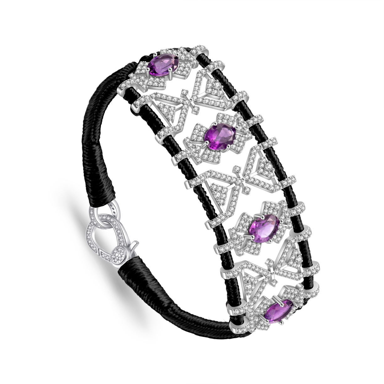 Bracelet Fortalezza Black - Amethysts