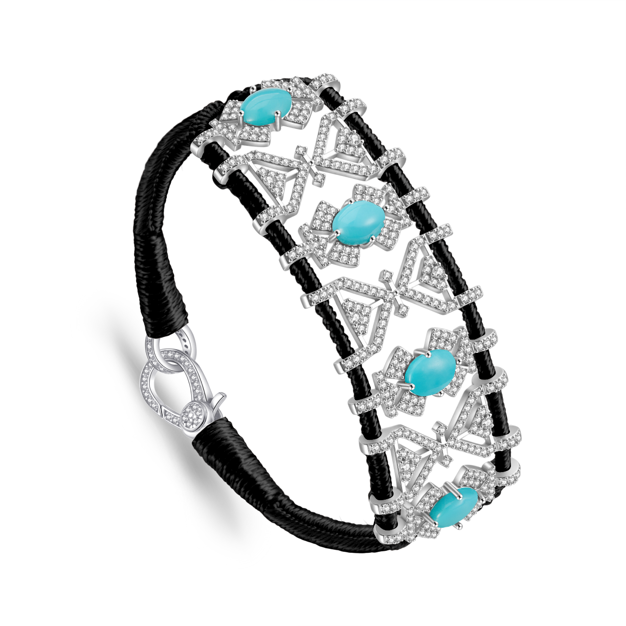 Bracelet Fortalezza Black - Turquoises
