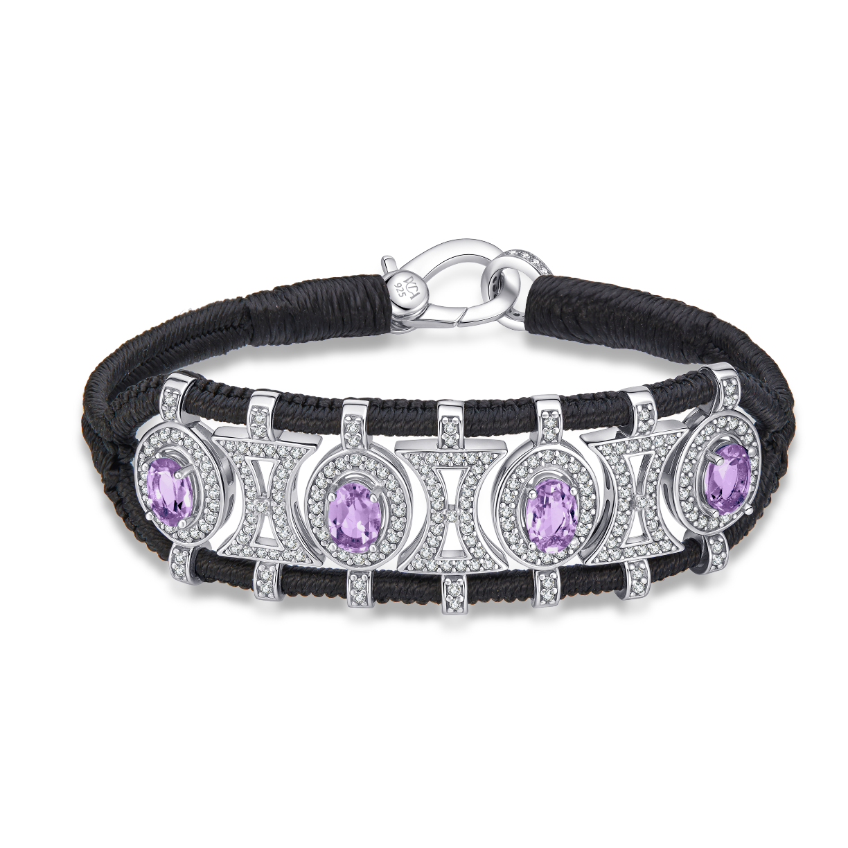Olinda black bracelet - Amethysts