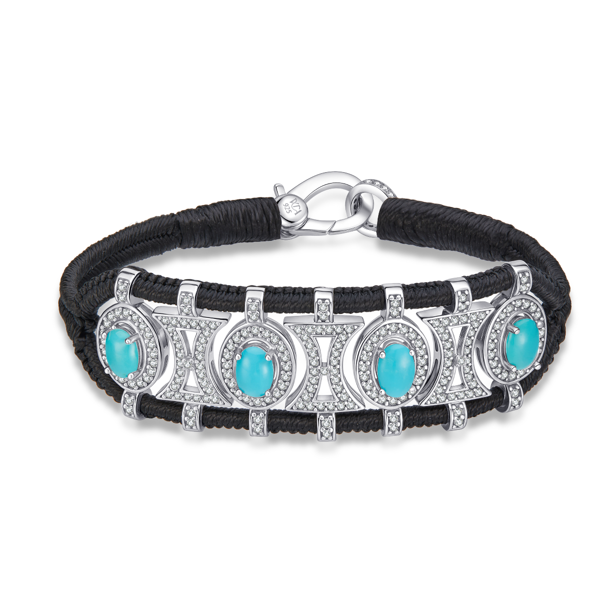 Bracelet Olinda noir - turquoises