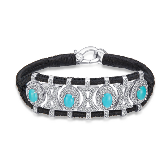Bracelet Olinda noir - turquoises