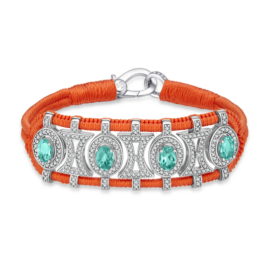 Bracelet Olinda orange - émeraudes