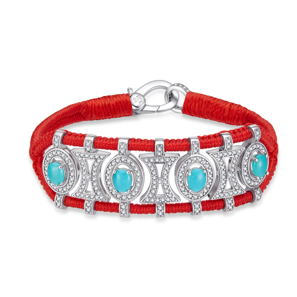 Bracelet Olinda rouge - turquoises