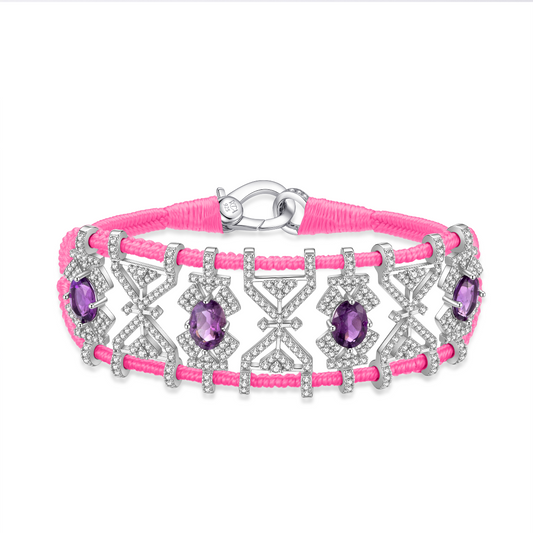 Bracelet Fortalezza Rose Fluo- Améthyste