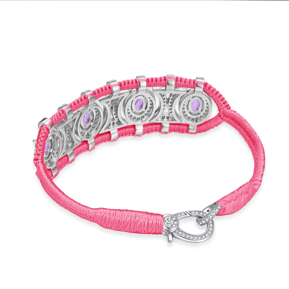 Bracelet Olinda rose fluo - Améthystes