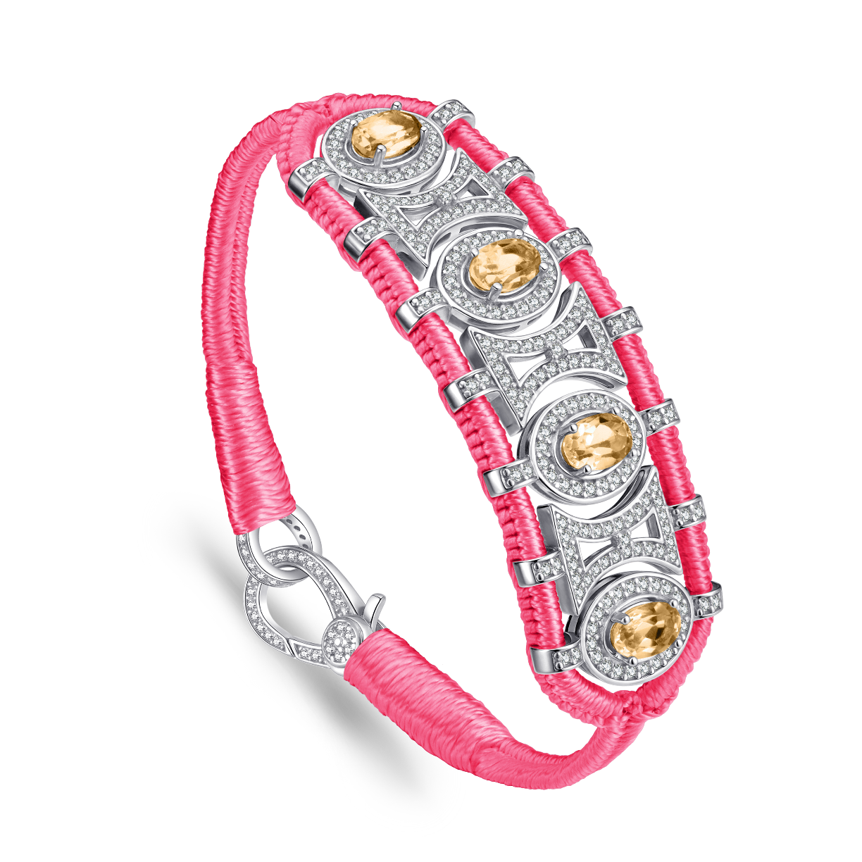 Bracelet Olinda rose fluo - Citrines