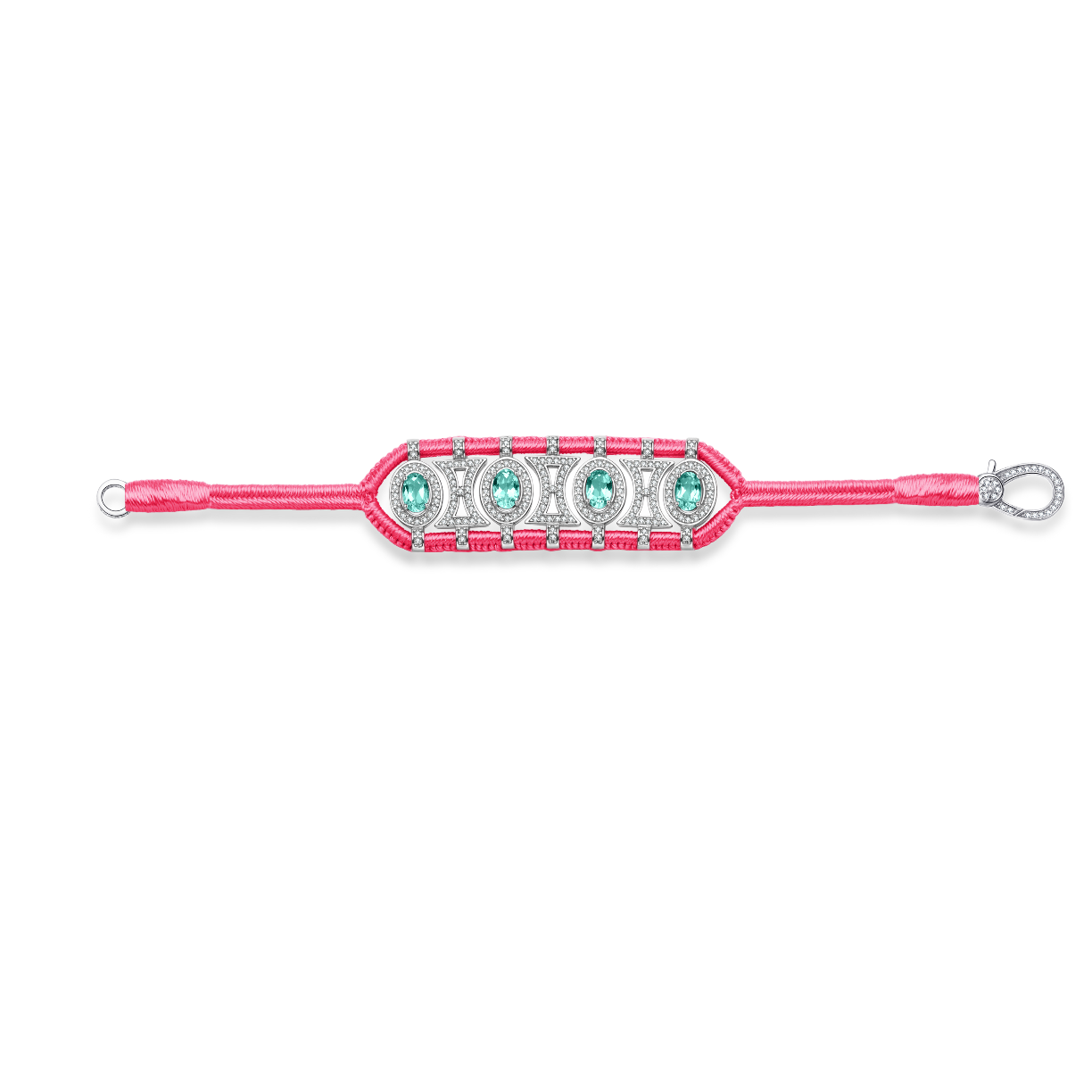 Olinda neon-pink bracelet - Emeralds