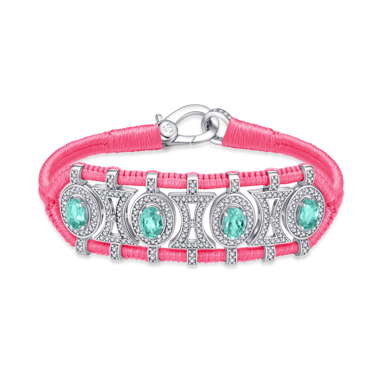 Olinda neon-pink bracelet - Emeralds