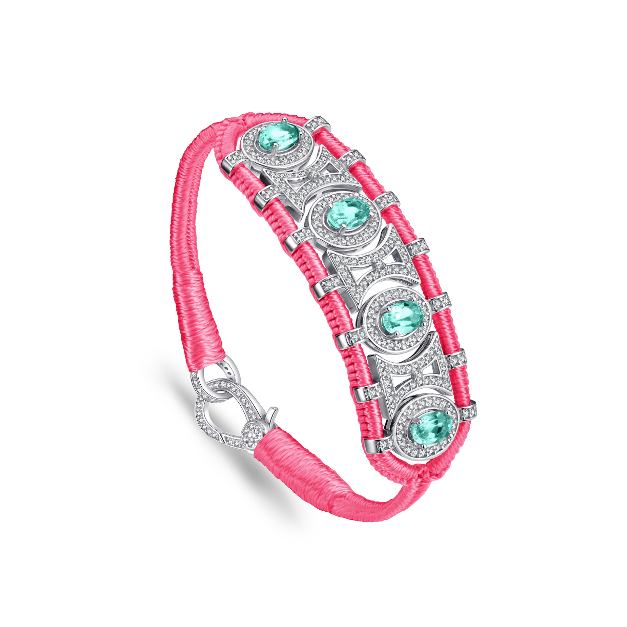 Olinda neon-pink bracelet - Emeralds