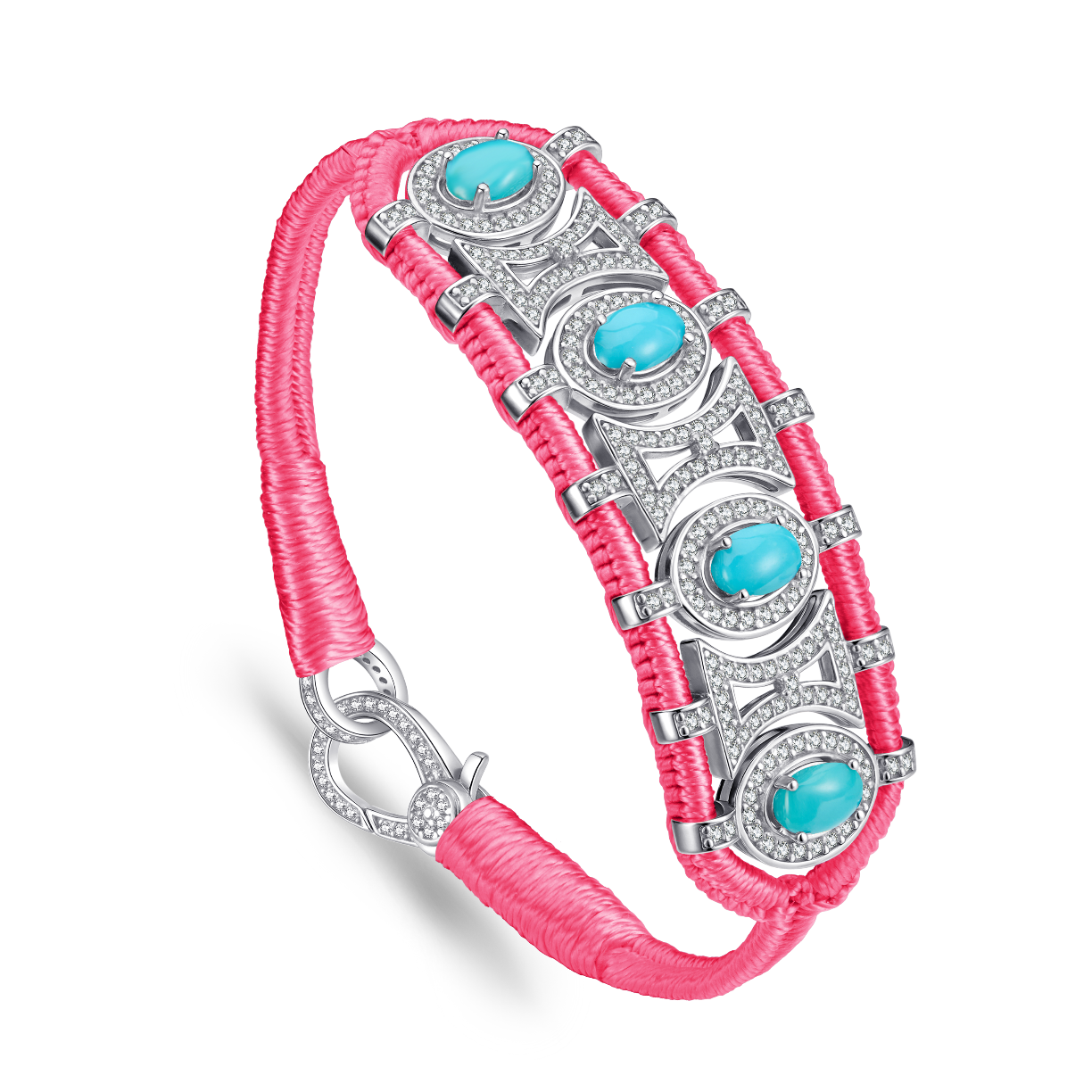 Olinda neon-pink bracelet - turquoises