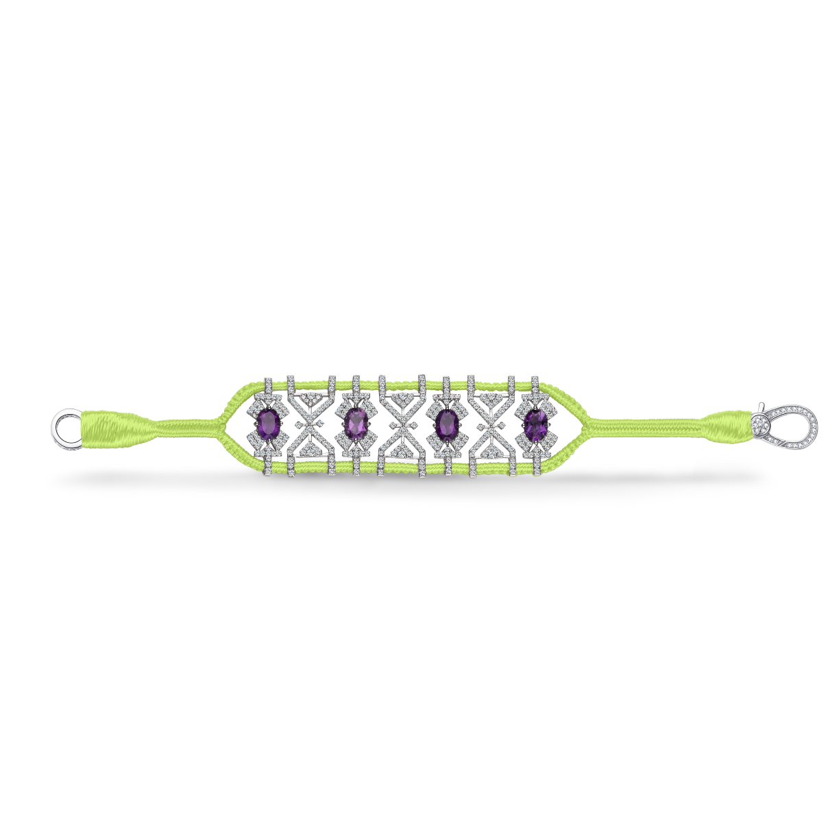 Bracelet Fortalezza Neon Yellow - Amethysts