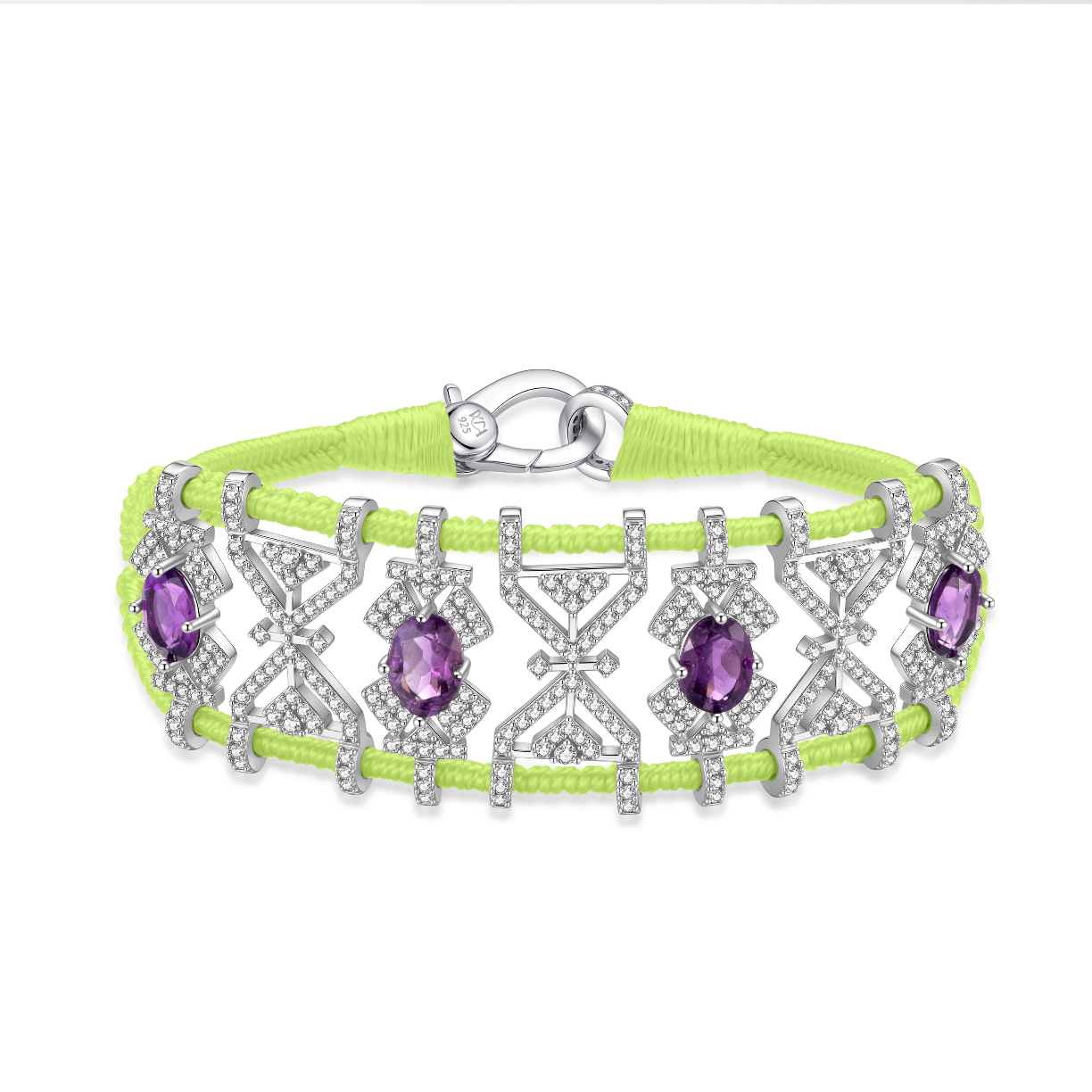 Bracelet Fortalezza Neon Yellow - Amethysts
