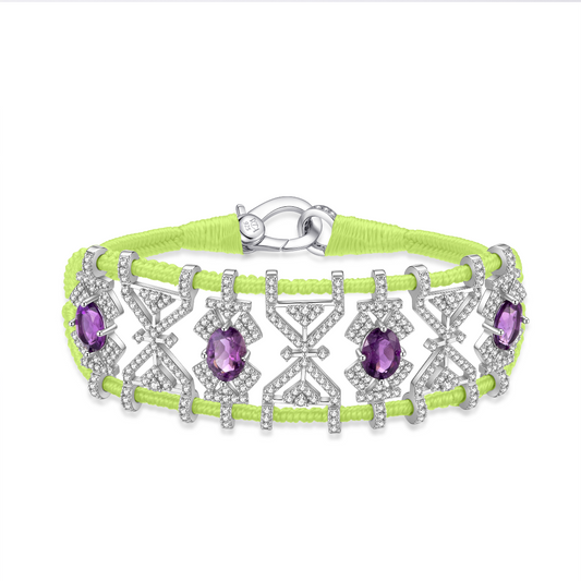 Bracelet Fortalezza Neon Yellow - Amethysts