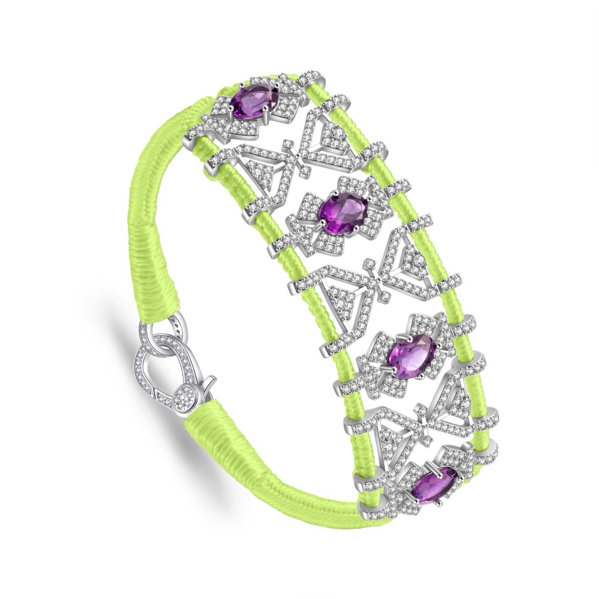 Bracelet Fortalezza Neon Yellow - Amethysts