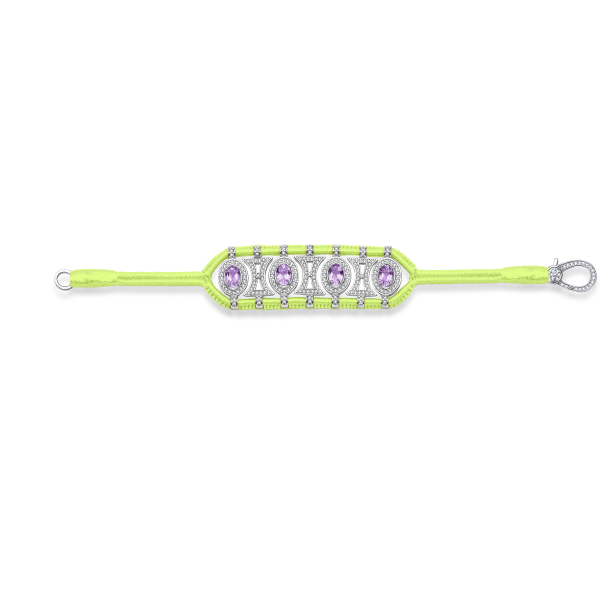 Bracelet Olinda jaune fluo - Améthystes
