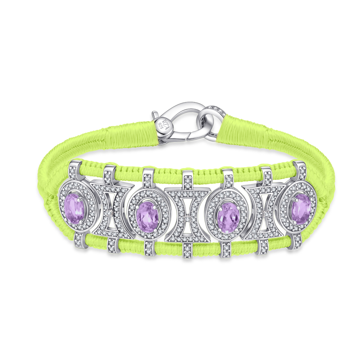 Olinda neon-yellow bracelet - Amethysts