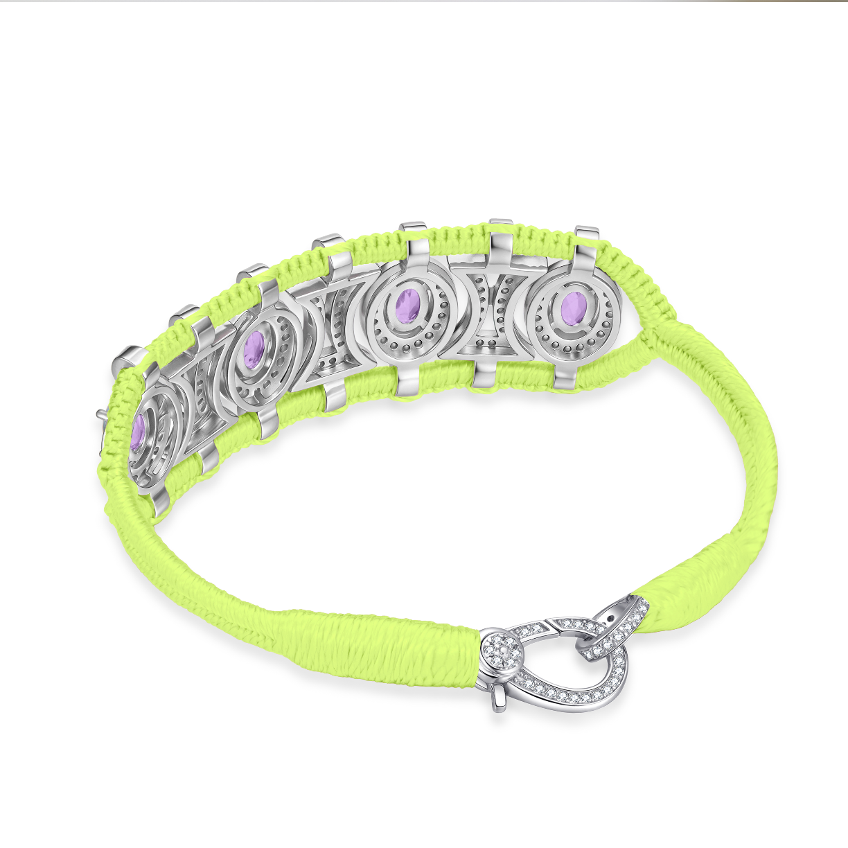 Bracelet Olinda jaune fluo - Améthystes