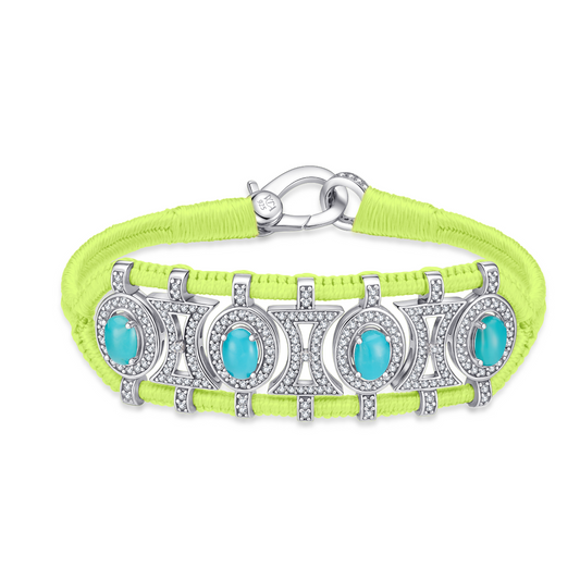 Bracelet Olinda jaune fluo - turquoises