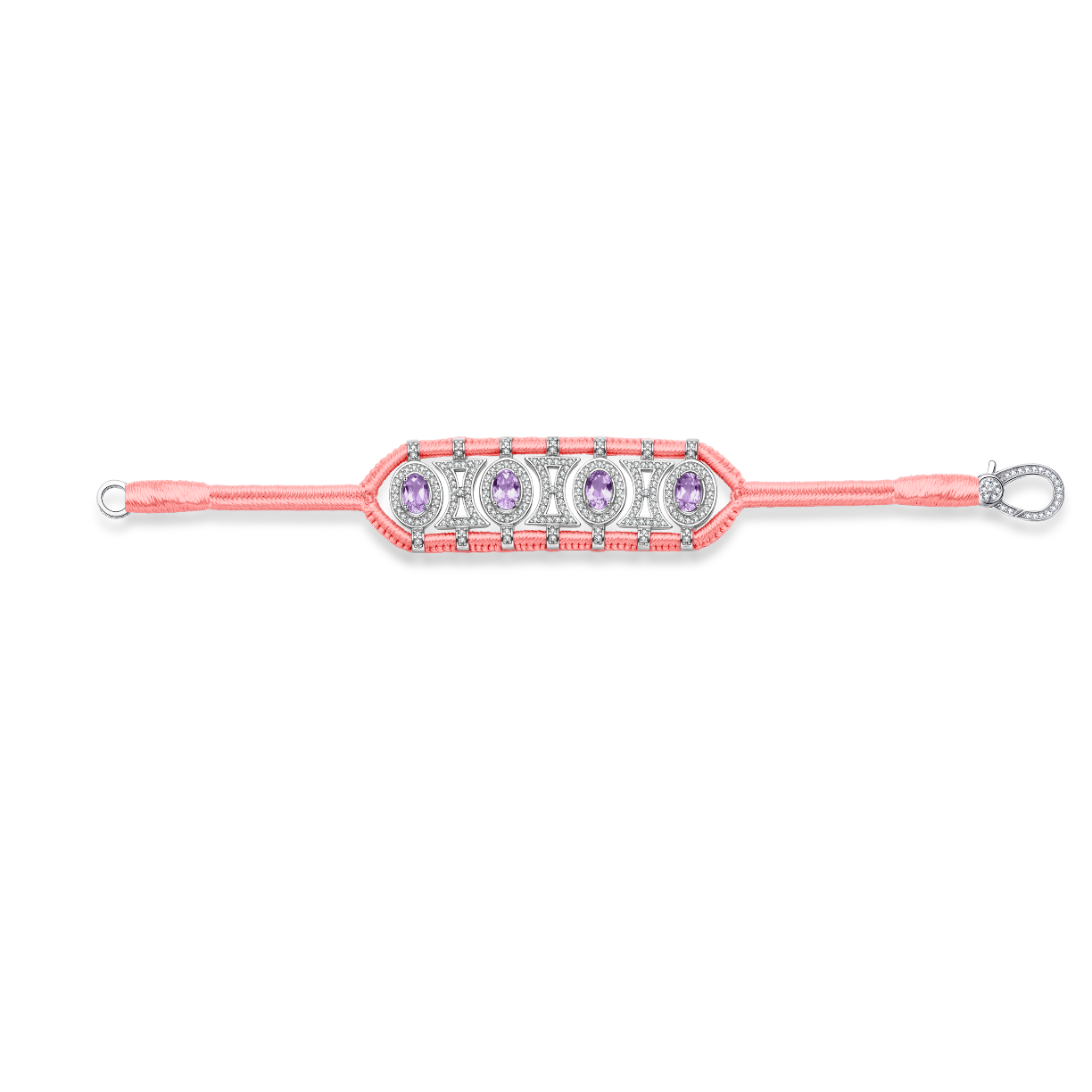 Olinda neon-coral bracelet - Amethysts