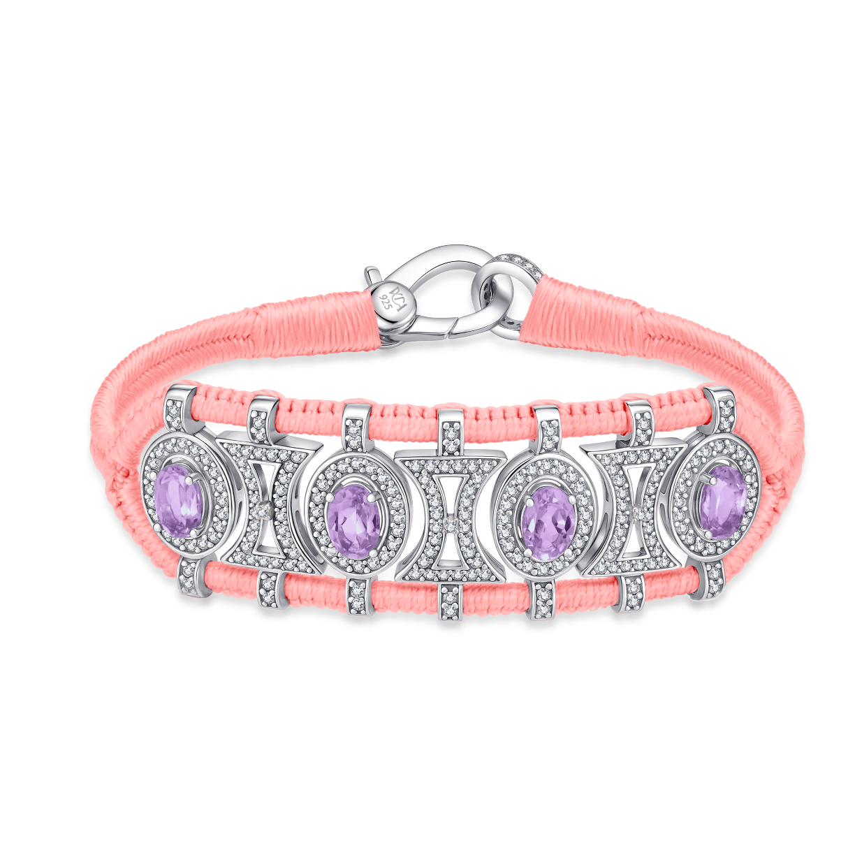 Olinda neon-coral bracelet - Amethysts