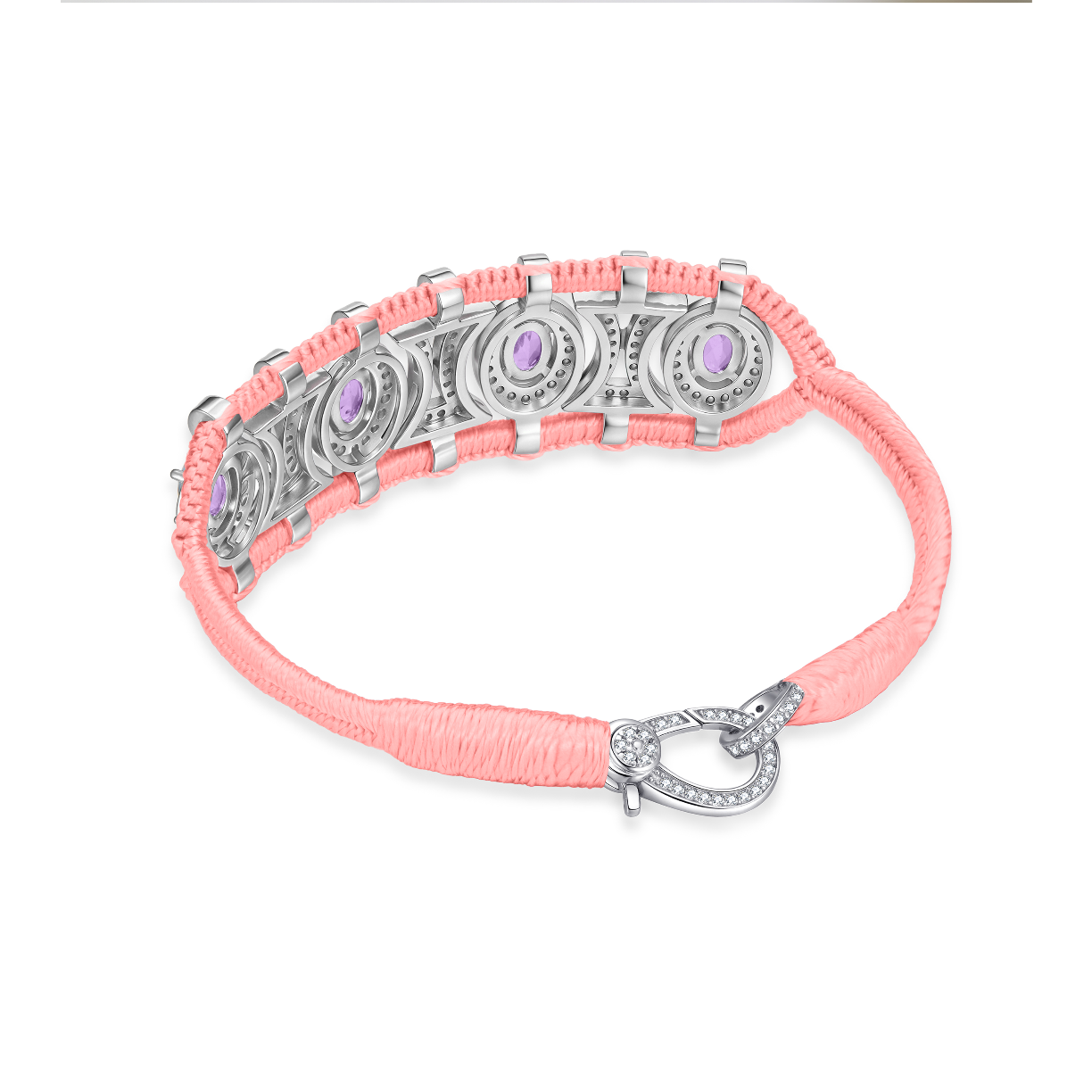 Olinda neon-coral bracelet - Amethysts
