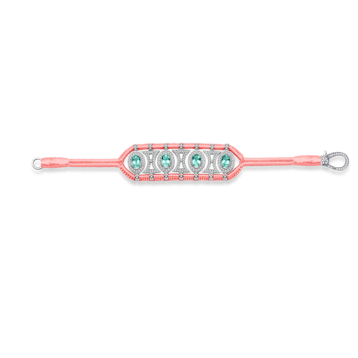Olinda neon-coral bracelet - Emeralds