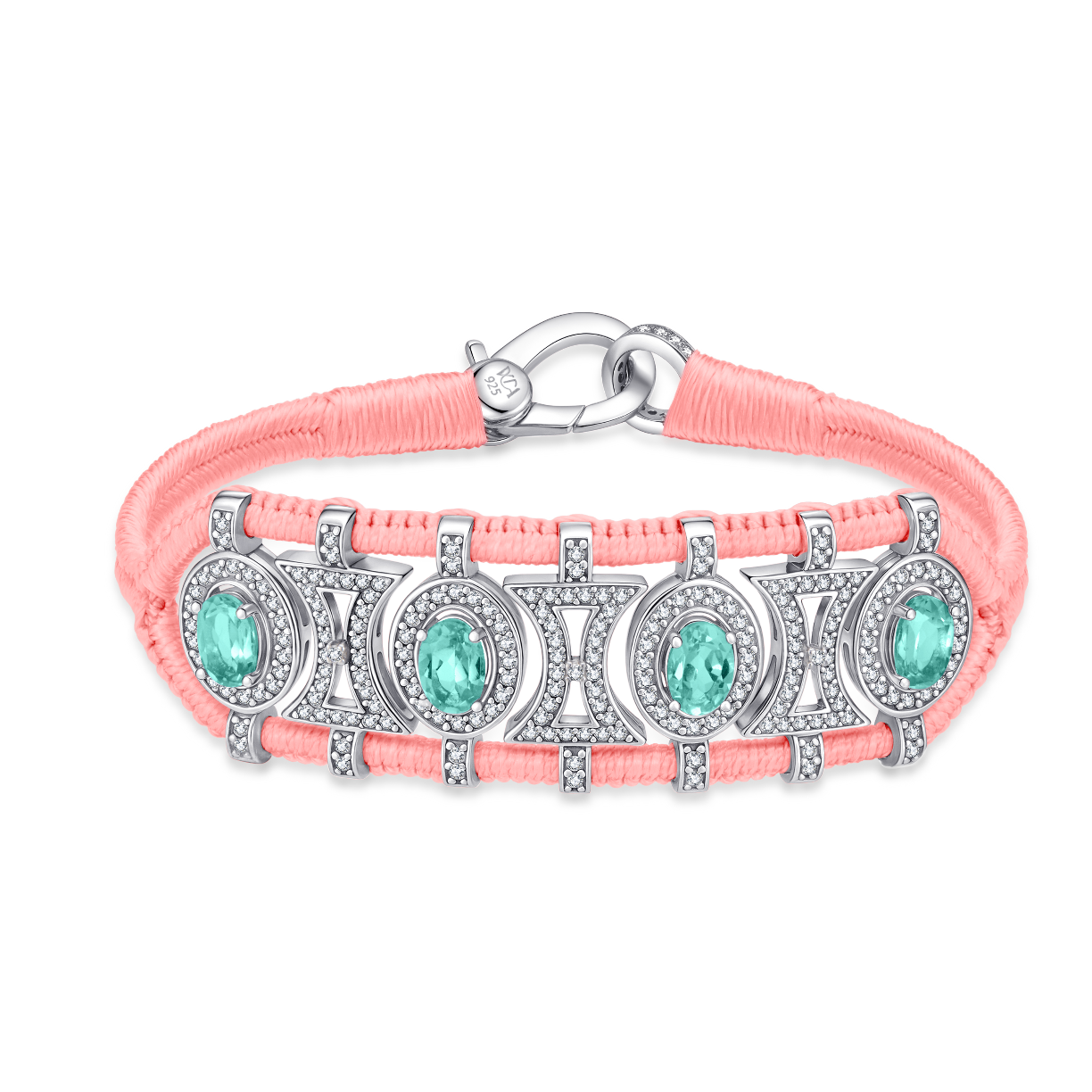 Olinda neon-coral bracelet - Emeralds