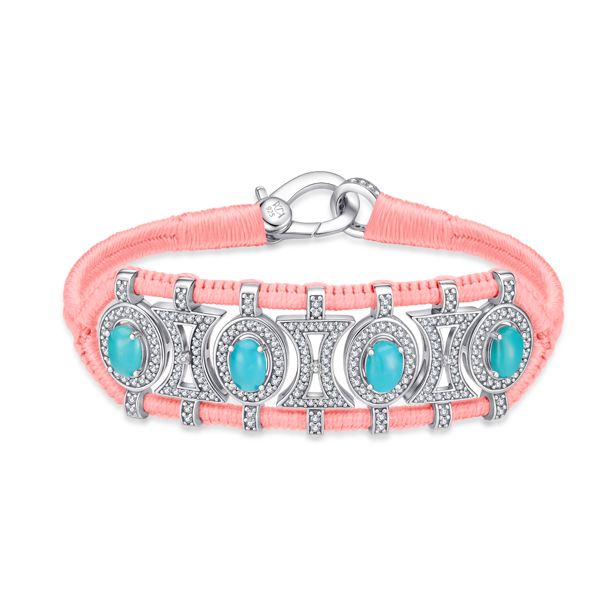 Bracelet Olinda corail fluo - turquoises