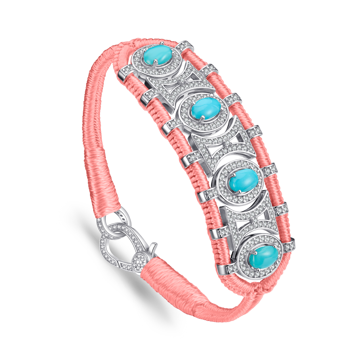 Bracelet Olinda corail fluo - turquoises