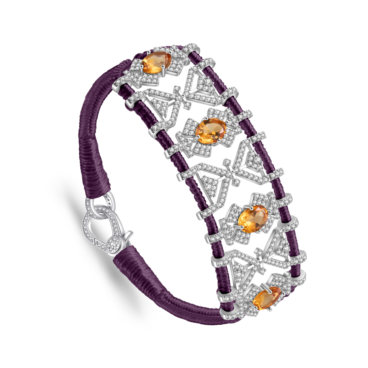 Bracelet Fortalezza Eggplant - Citrines