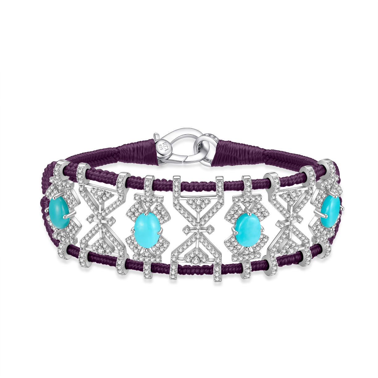 Bracelet Fortalezza Eggplant - Turquoises