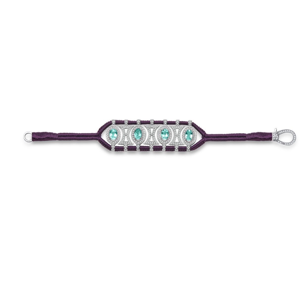 Olinda eggplant bracelet - Emeralds