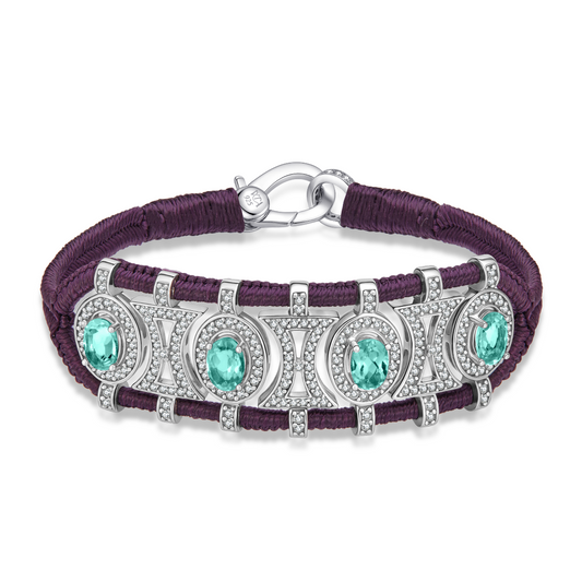 Bracelet Olinda aubergine - émeraudes