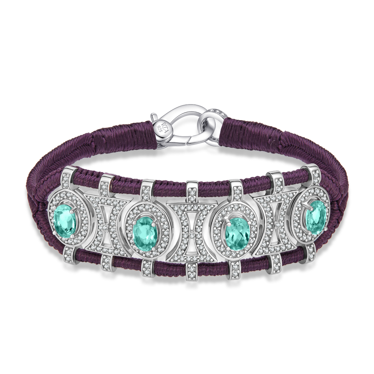 Olinda eggplant bracelet - Emeralds