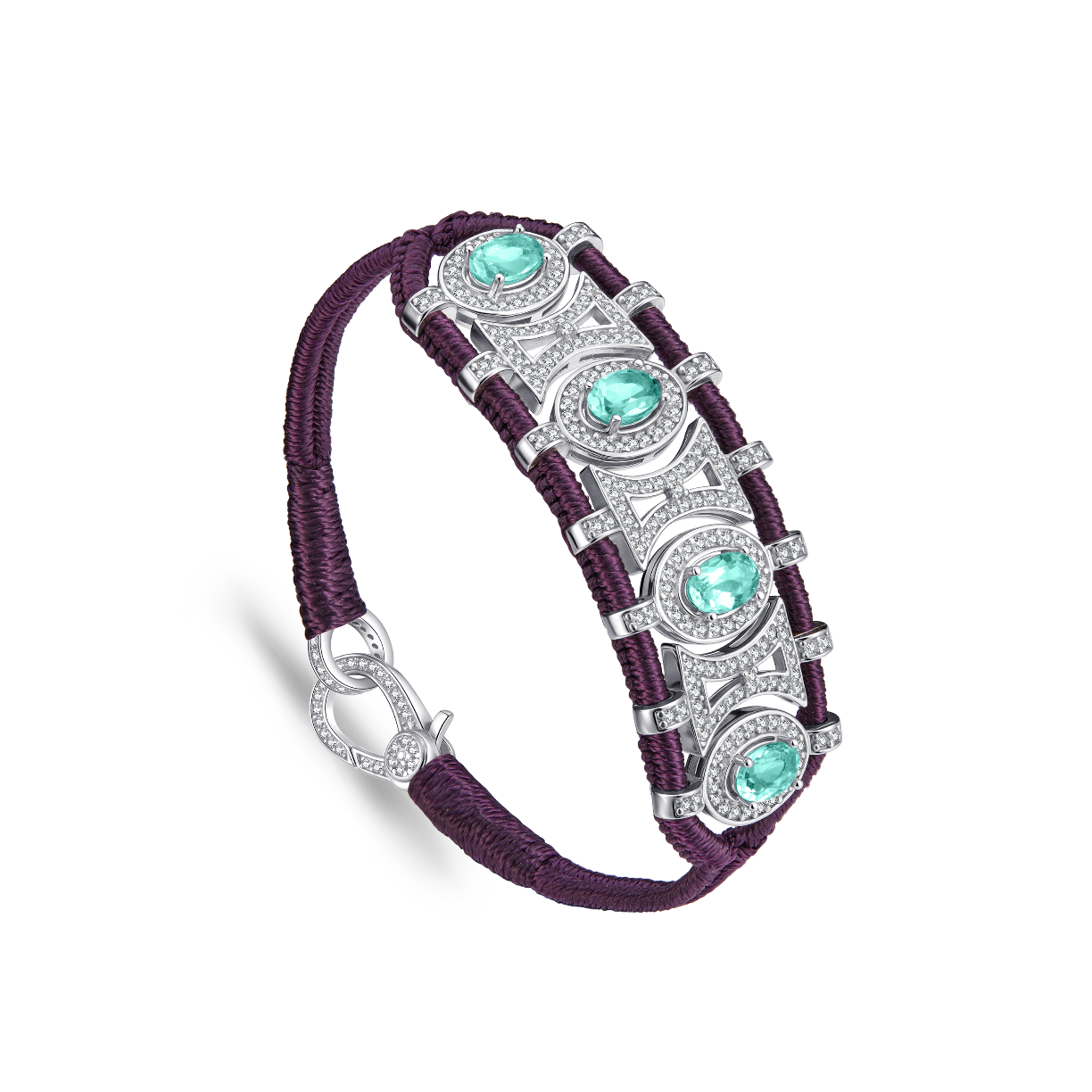 Olinda eggplant bracelet - Emeralds