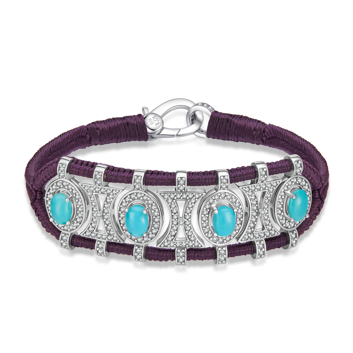 Bracelet Olinda aubergine - turquoises