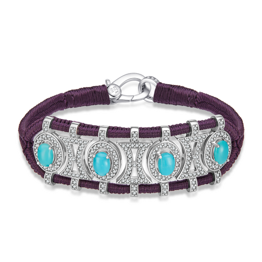 Bracelet Olinda aubergine - turquoises