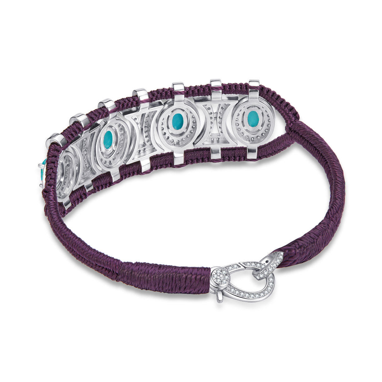 Bracelet Olinda aubergine - turquoises