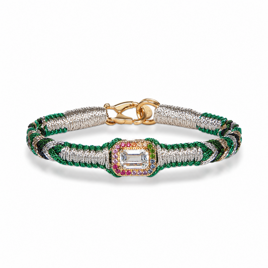 bracelet amy Silver - emerald - cristal