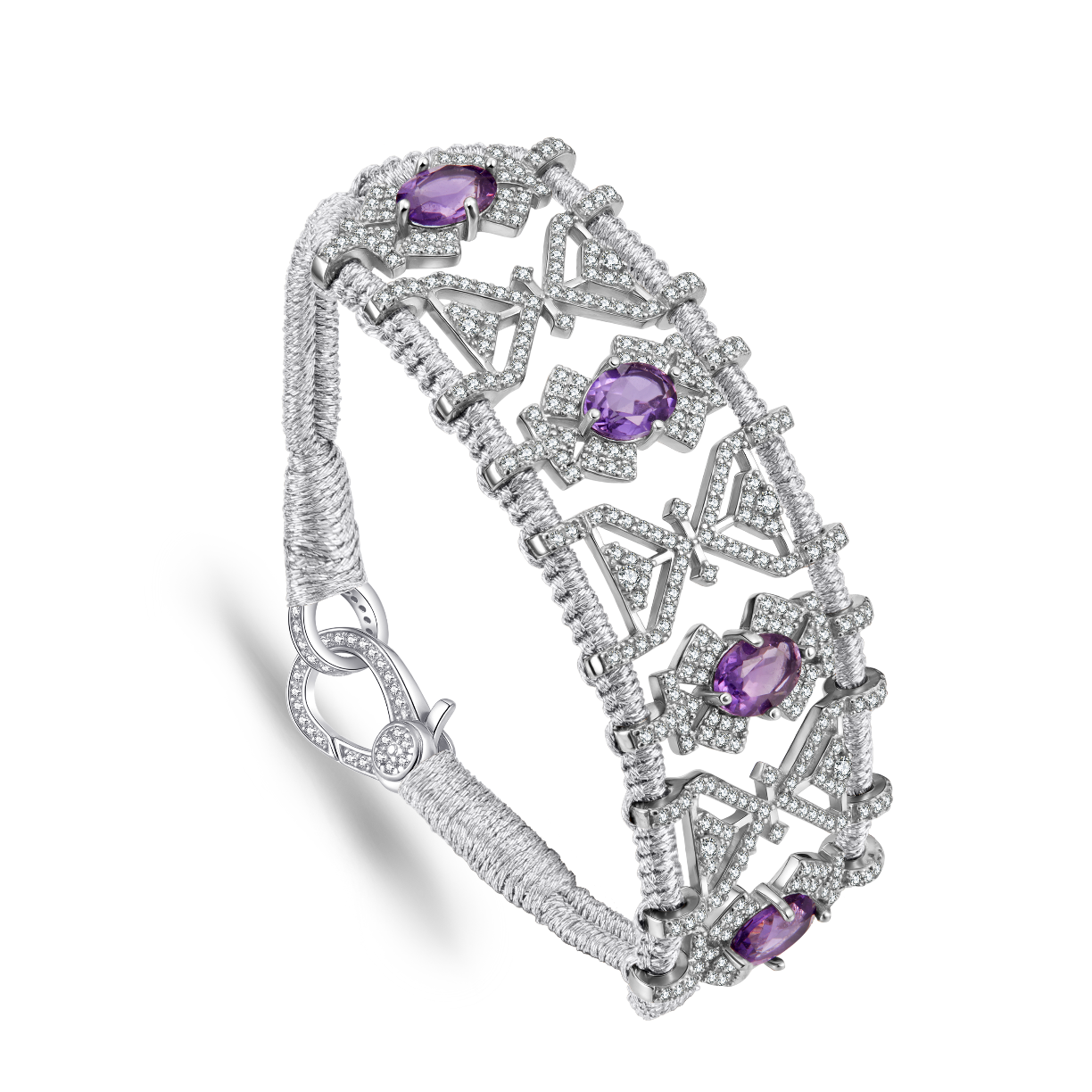 Bracelet Fortalezza Silver - Amethysts