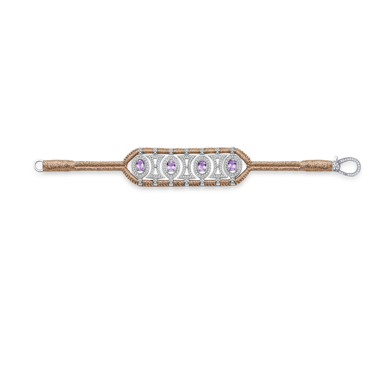 Olinda brass bracelet - Amethysts