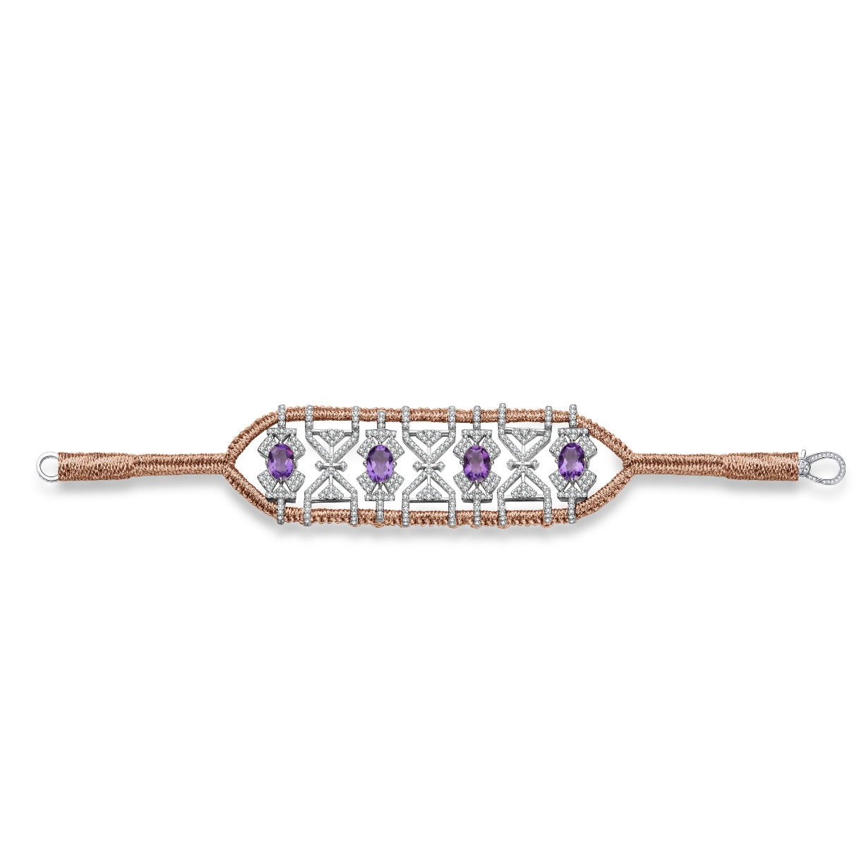 Bracelet Fortalezza Pink Gold - Amethysts
