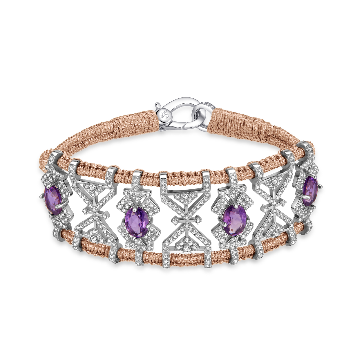 Bracelet Fortalezza Pink Gold - Amethysts