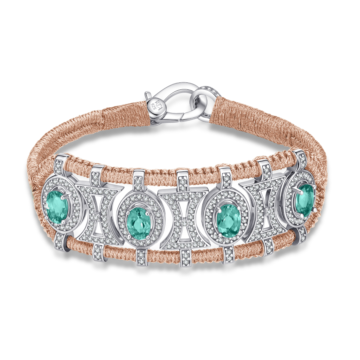 Olinda rose gold bracelet - Emeralds