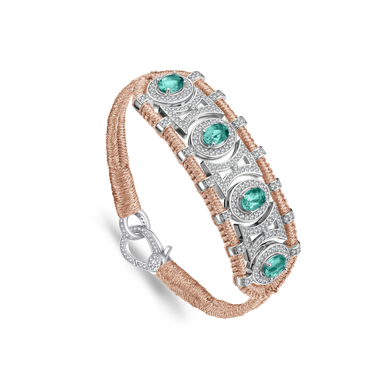 Olinda rose gold bracelet - Emeralds