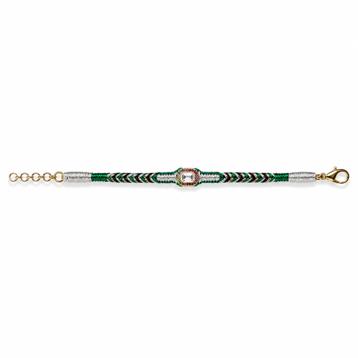 Silver - emerald amy bracelet - crystal