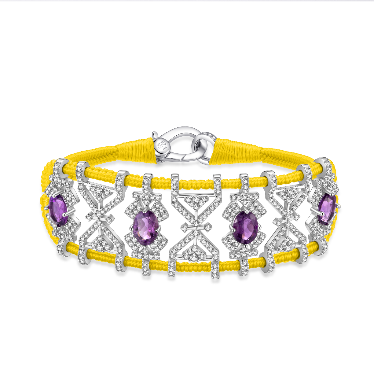 Bracelet Fortalezza Yellow - Amethysts