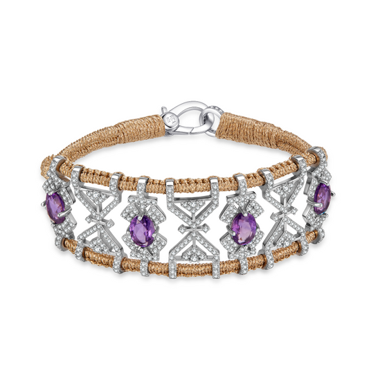 Bracelet Fortalezza brass - Amethystes